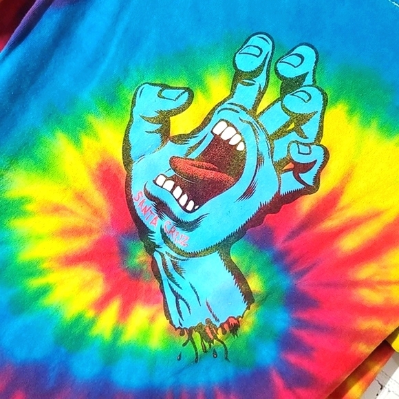 Y2K Santa Cruz Skateboards Speed Wheels Screaming Hand Vibrant Tie-Dye Mens Sm - Picture 12 of 16